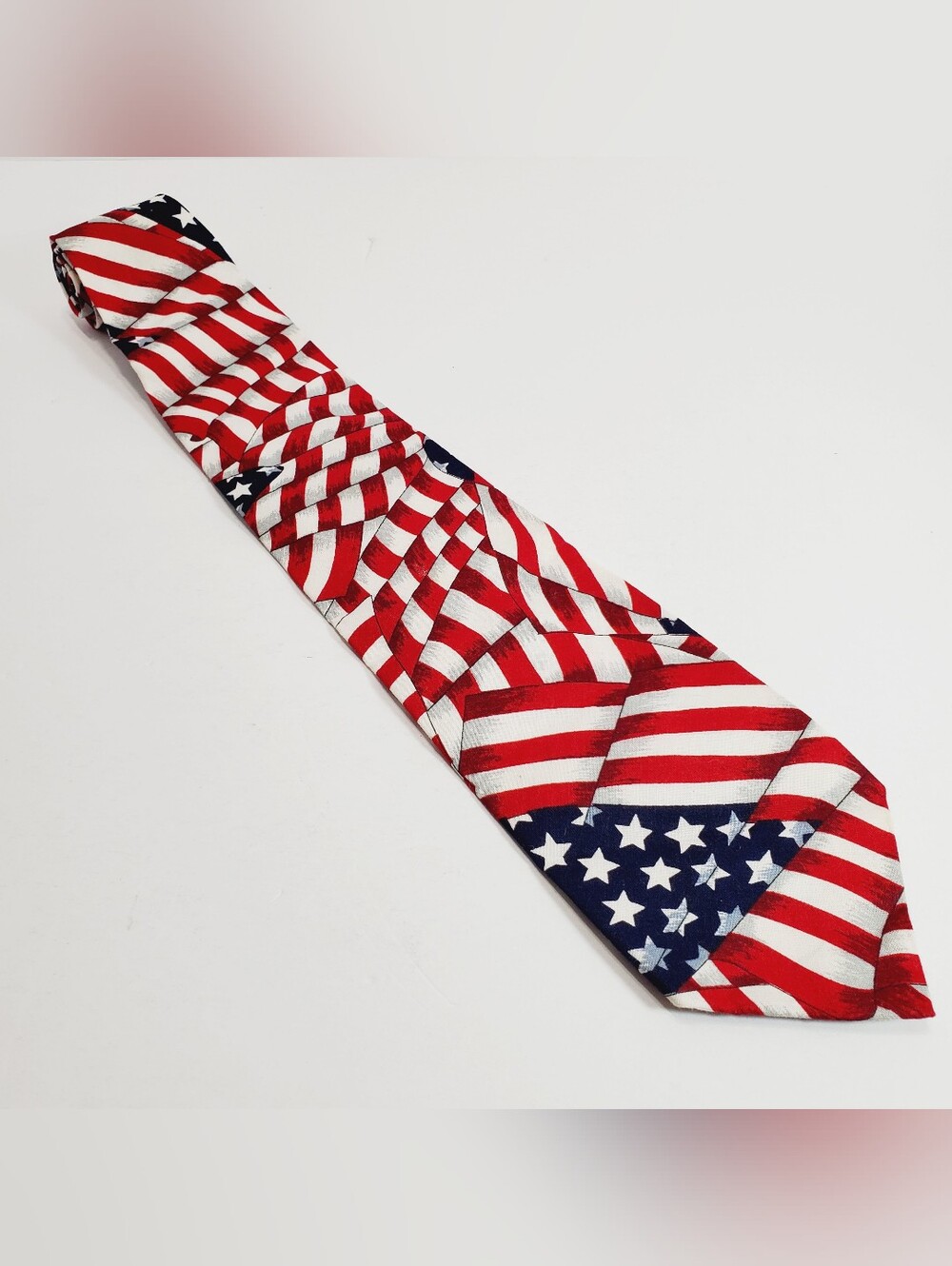 Beans McGee Red White & Blue American Flag Men's Cotton Neck Tie 57x3.75"
